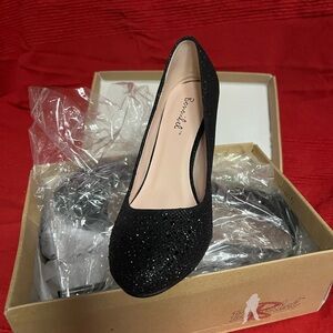 Bonnibel Black Glitter Heels